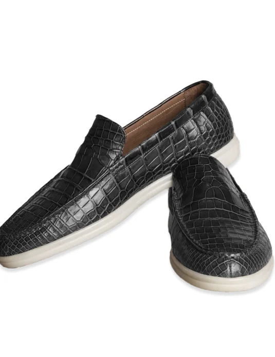 black crocodile loafer shoes