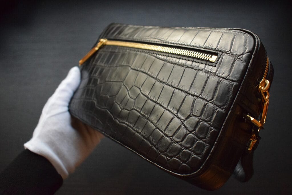 black crocodile pouch