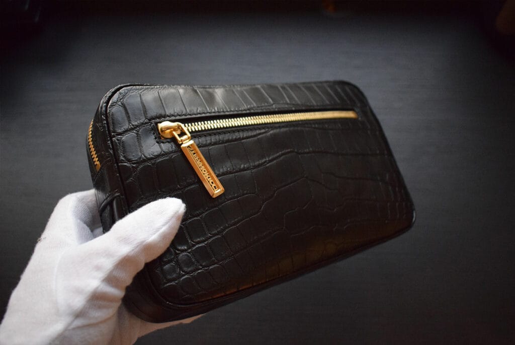 black crocodile pouch