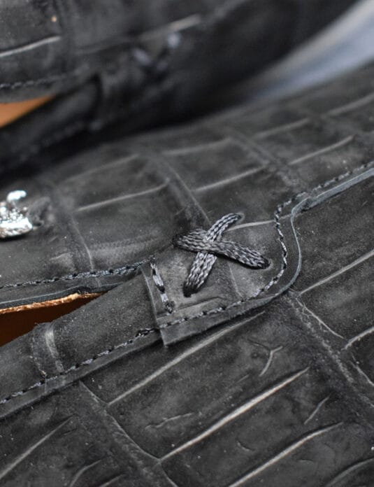 Black Nubuck Crocodile Loafers