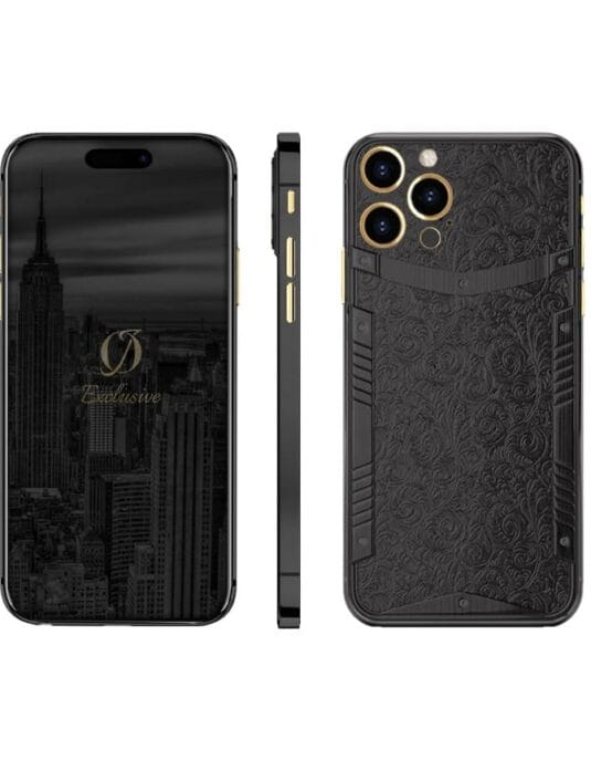 gold black iphone 15 pro max flower edition