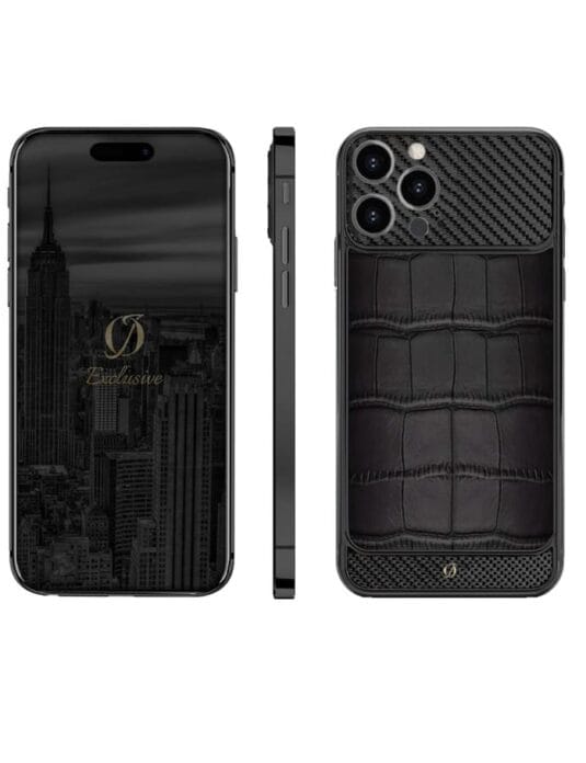 black iphone 15 pro max carbon crocodile