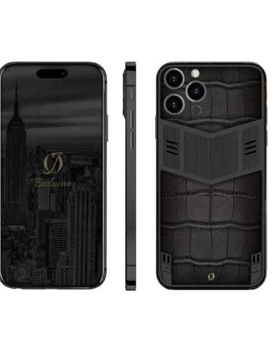black iphone 15 pro max crocodile V design