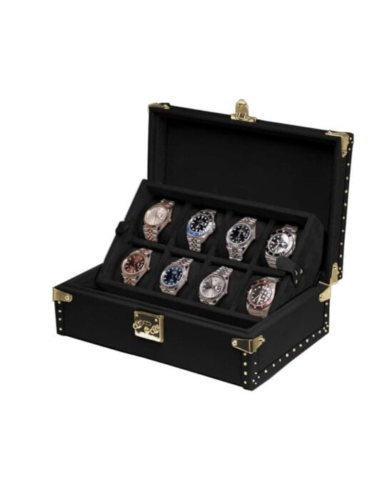 custom leather watch box gold