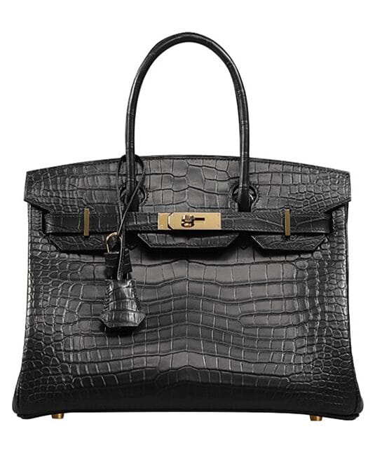حقيبة يد كلاسيكية من جلد التمساح الأسود