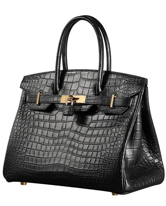 حقيبة يد LV من جلد التمساح الأسود غير اللامع