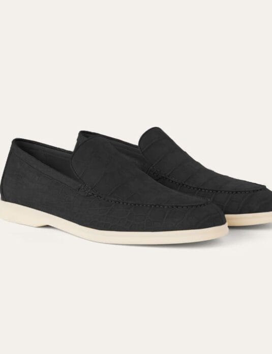 Black Nubuck Crocodile Summer Walk Shoes