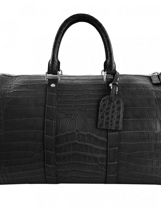 black crocodile duffle bag weekender