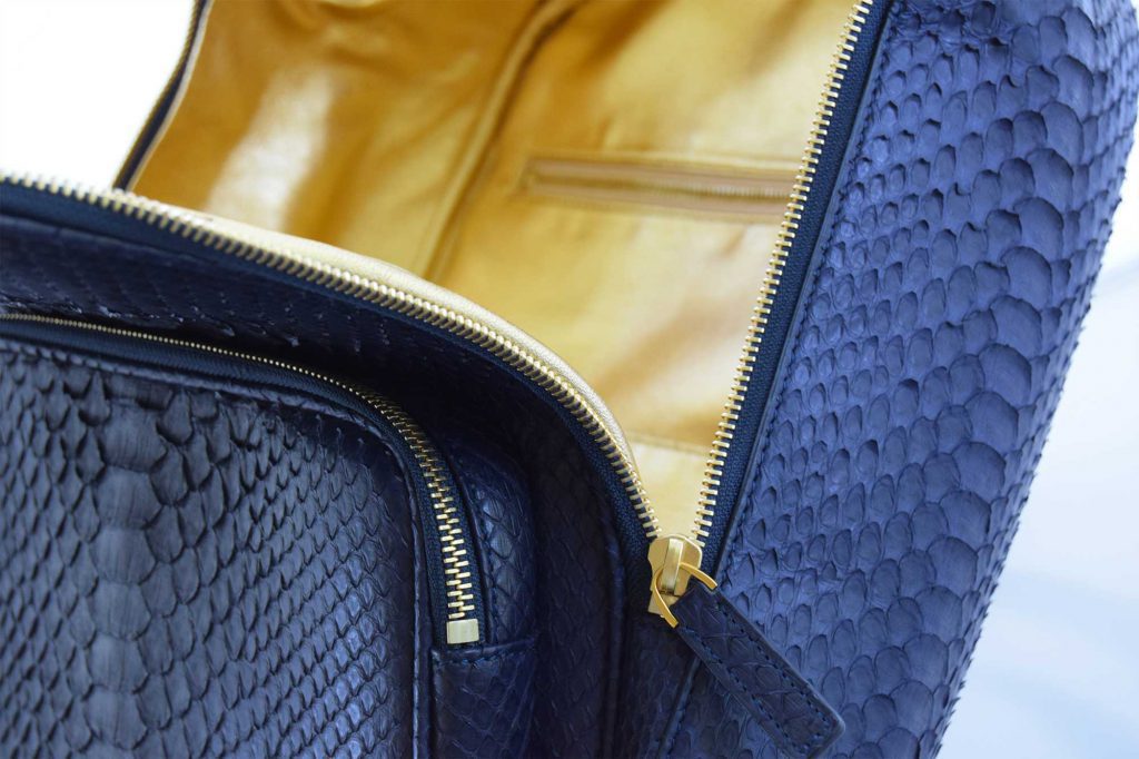 genuine python backpack blue