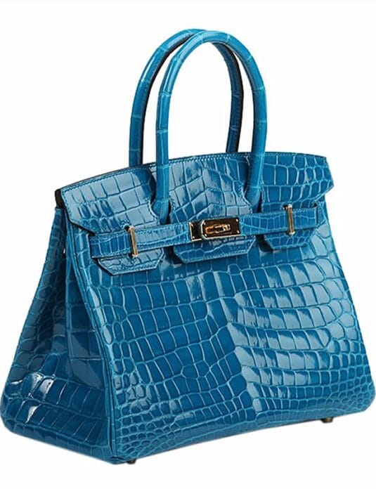 حقيبة بيركين من تصميم LV بنقشة التمساح الأزرق 2