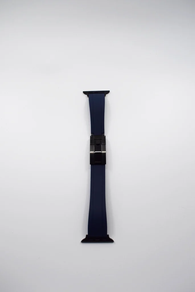 blue rolex apple watch band black hardware front