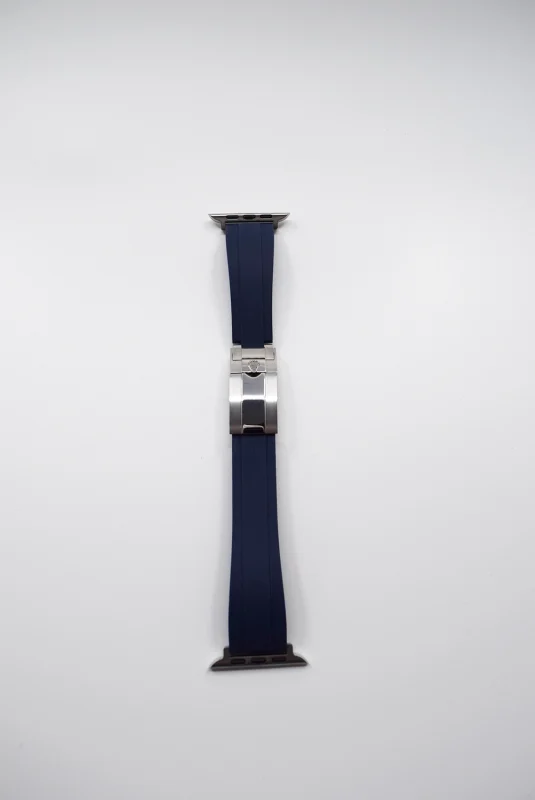 blue rolex apple watch band silver hardware front