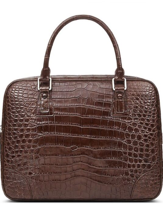 brown crocodile Alligator Leather Briefcase Laptop Bag for Men1