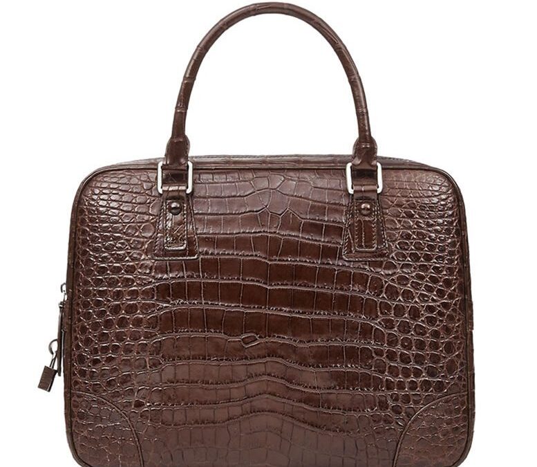 brown crocodile Alligator Leather Briefcase Laptop Bag for Men1 brown