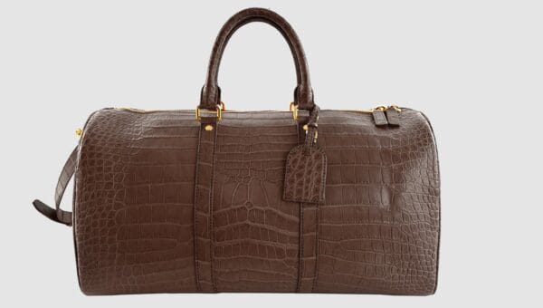brown crocodile duffle bag lv