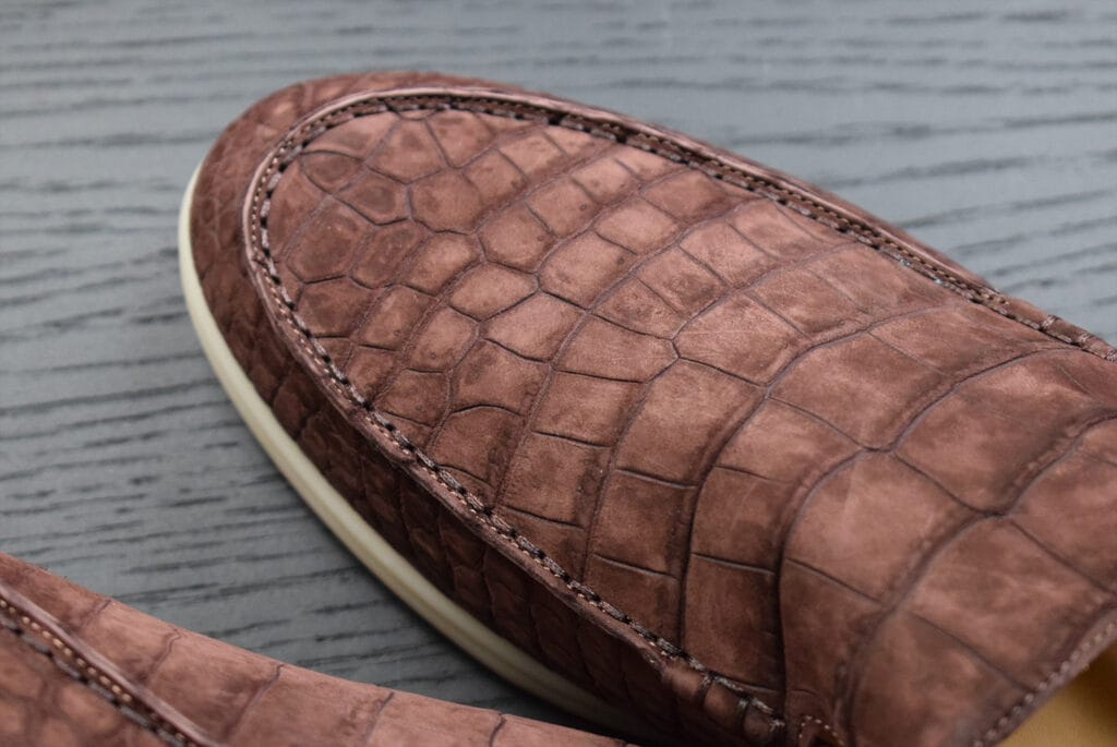 Brown Nubuck Crocodile Loafers