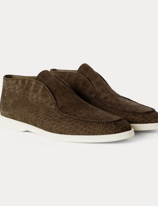 brown nubuck crocodile open walk shoes