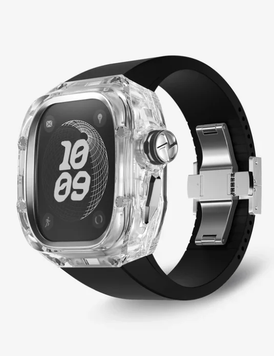 حافظة ساعة ابل الترا كريستال فضية