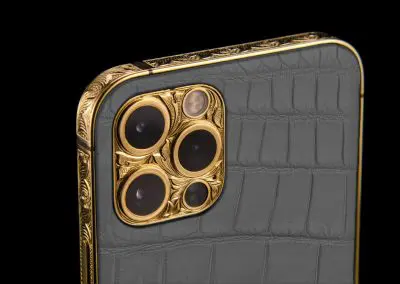 custom iphone 14 pro 24k gold crocodile grey