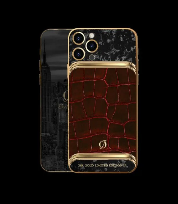 custom iphone 14 pro gold crocodile red3 1