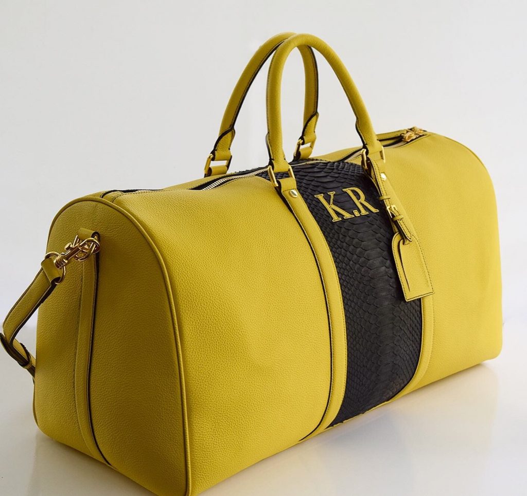 custom leather duffle bag