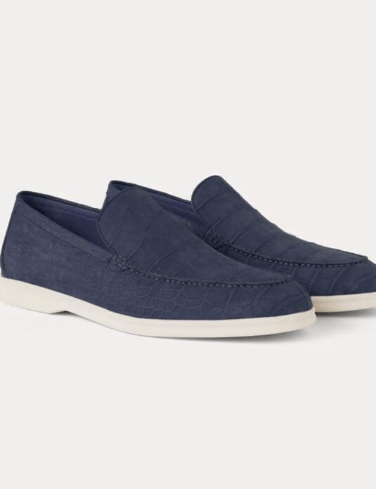 dark blue nubuck crocodile summer walk shoes