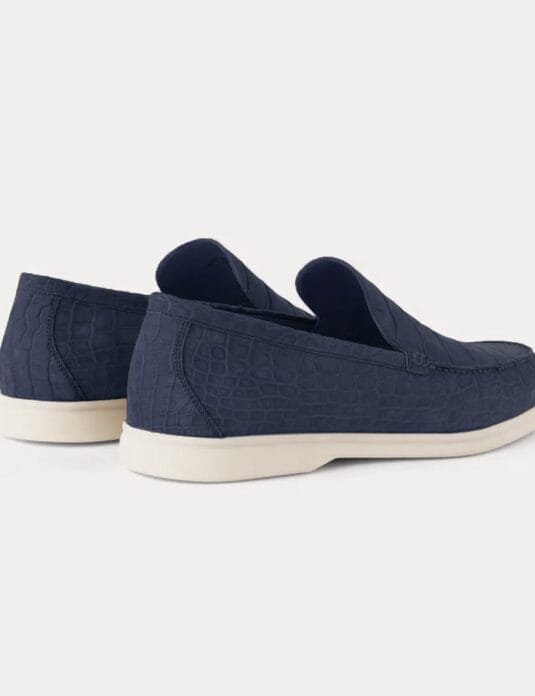 dark blue nubuck crocodile summer walk back