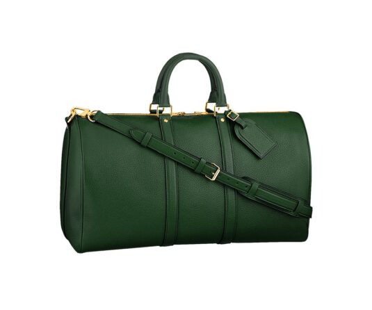 dark green leather duffle bag weekender