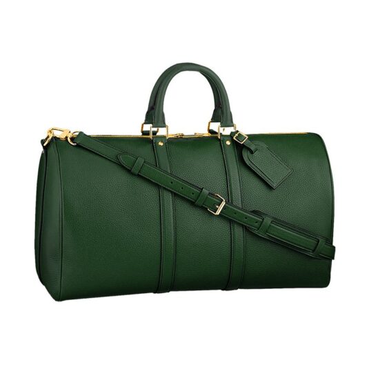dark green leather duffle bag weekender