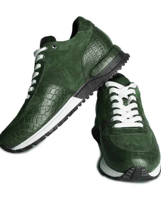 Green Leather Sneakers Crocodile