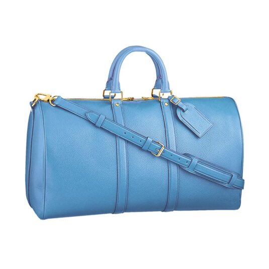 light blue leather duffle bag weekender
