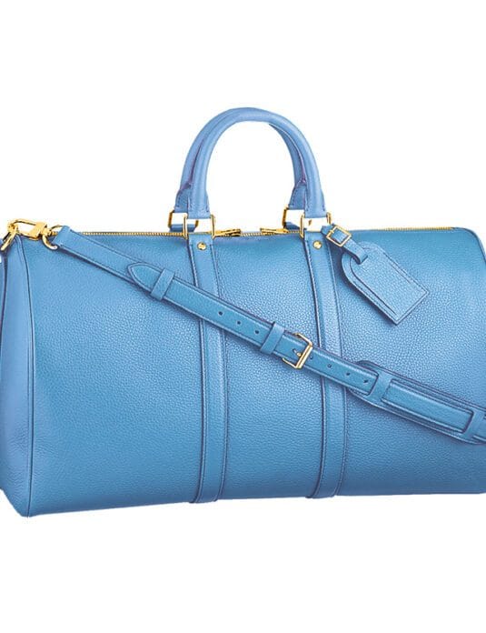 light blue leather duffle bag weekender