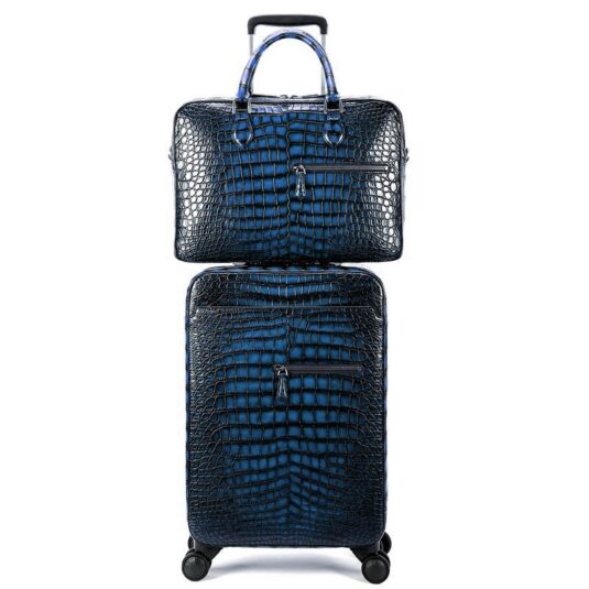 Luxury suitcase crocodile blue