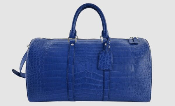 navy blue genuine crocodile duffle lv design