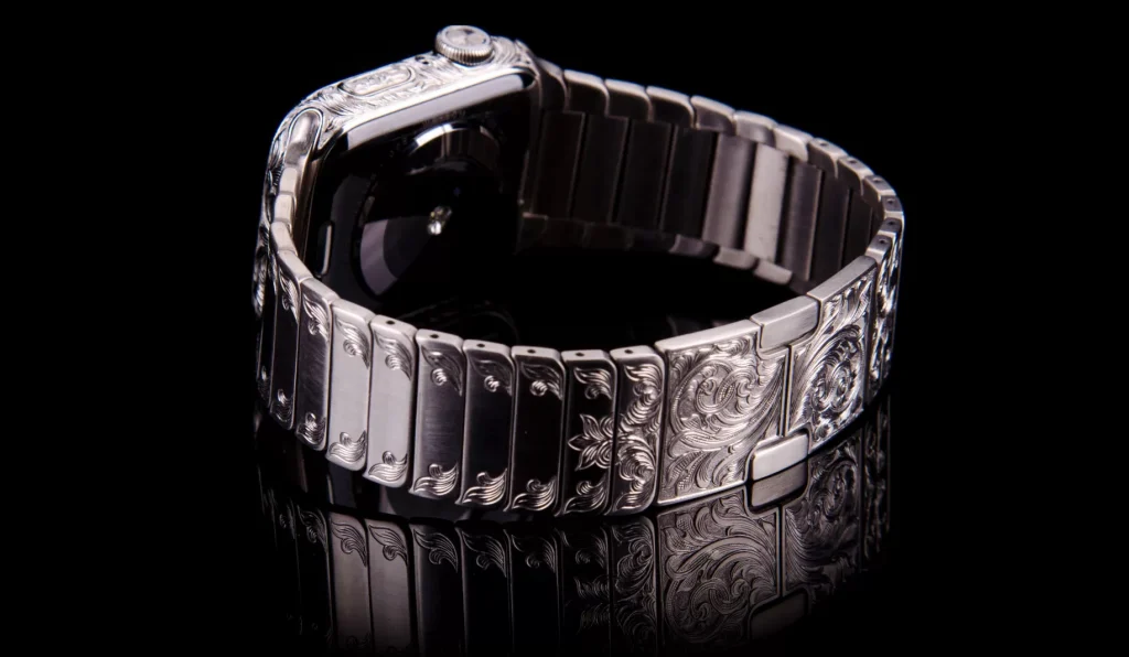 Custom apple watch 24k white gold
