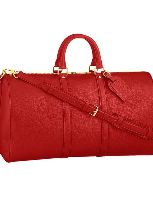 red leather duffle bag weekender