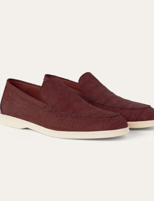 red nubuck crocodile summer walk