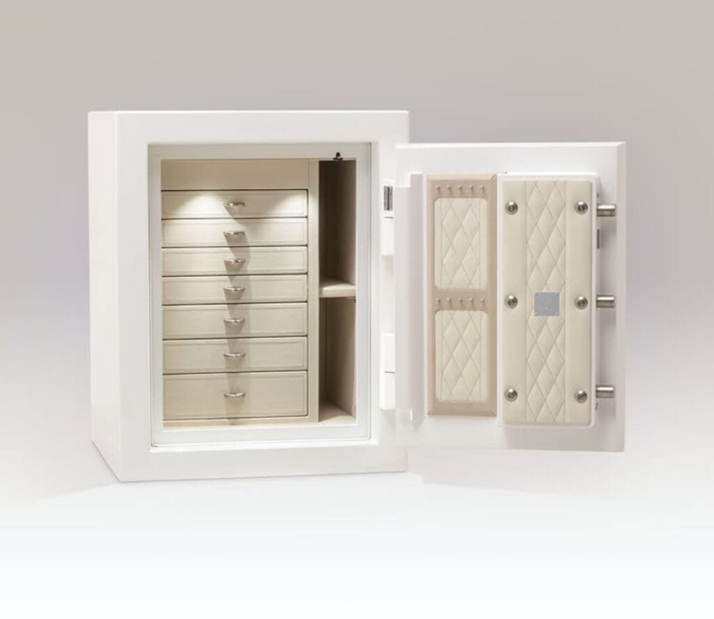 small-white-jewelry-safe open