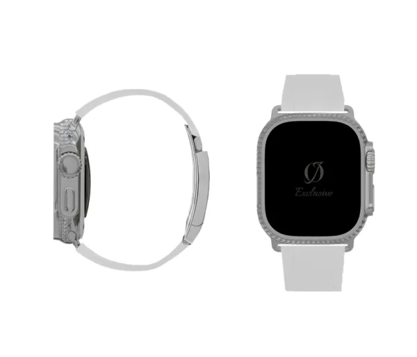 white gold apple watch ultra diamonds