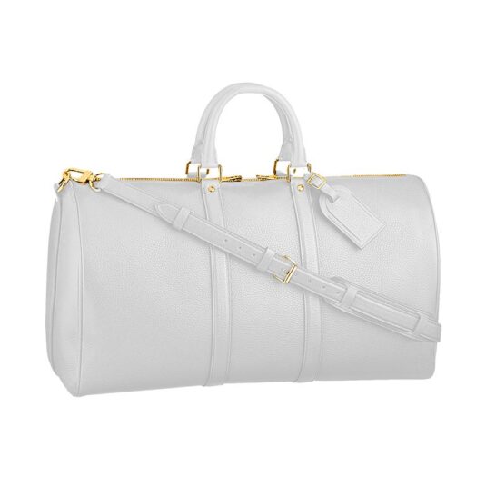 white leather duffle bag weekender