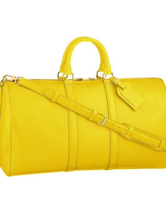 yellow leather duffle bag weekender